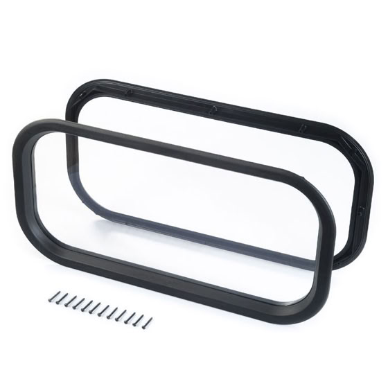 2425 Ventana oval, plástico negro, 663x346mm, panel 38-40mm